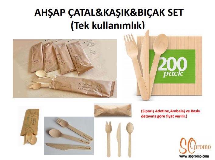 Ahşap Çatal & Kaşık & Bıçak Set